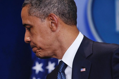 El presidente Obama tras una rueda de prensa en la Casa Blanca. | AFP