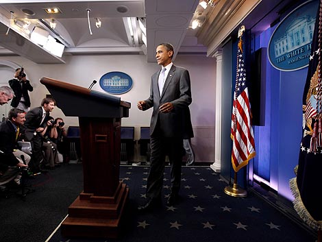 Obama, durante su anuncio del acuerdo bipartidista para evitar la supensin de pagos. | Efe