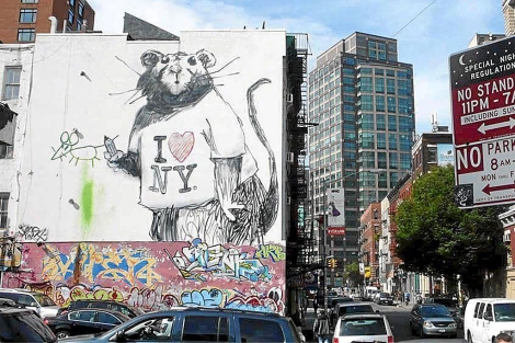 La rata que pint el artista britnico Banksy en una calle de Nueva York. | ELMUNDO.es