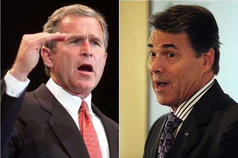 El ex presidente George Bush y el gobernador de Texas, Rick Perry.