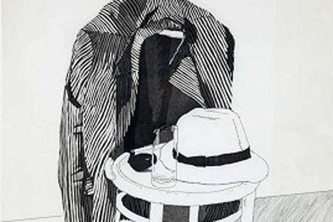 Un grabado de David Hockney, del restaurante Elaine's, que fue subastado. | Ap