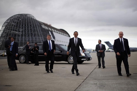 Obama, a su llegada a San Jos, California. | Reuters