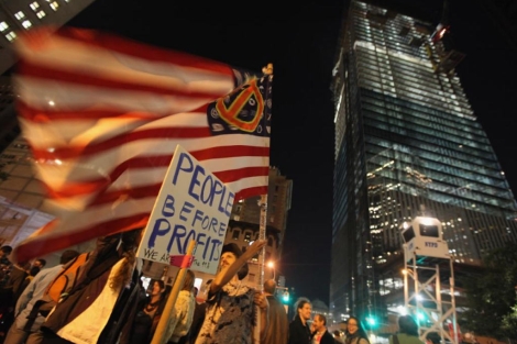 Manifestacin de 'indignados' en Wall Street. | Afp