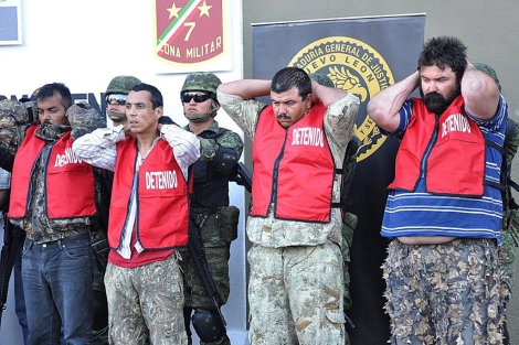 Cuatro integrantes del cártel de los Zetas arrestados la semana pasada. | EFE