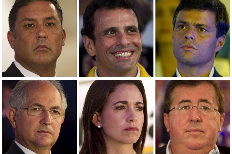 Pablo Prez. Henrique Capriles. Leopoldo Lpez. Antonio Ledezma. Corina Machado.Cesar Prez. (de iz. a derecha y de arriba a abajo )| Reuters
