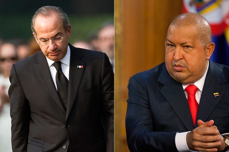 El presidente de México, Felipe Calderón, y el de Venezuela, Hugo Chávez. | Reuters