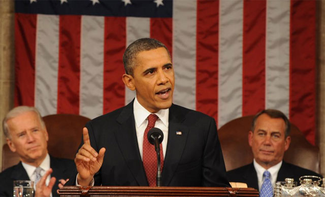 El presidente estadounidense, durante su discurso en el Capitolio. | AP