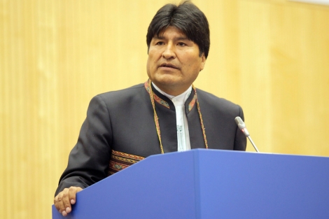 Evo Morales durante su discurso en Viena. | Afp