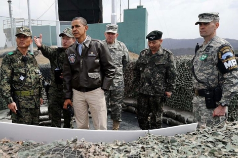 Obama en la zona desmilitarizada entre las dos Coreas. | Afp