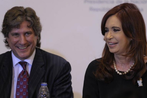 Amado Boudou, junto a Cristina Kirchner.| Afp
