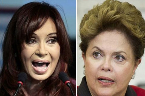 Cristina Fernndez (i) y Dilma Rousseff (d).| Efe