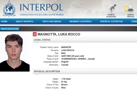 Ficha del sospechoso incluida en los archivos de la Interpol