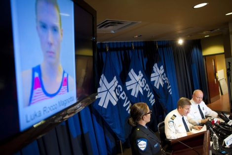 La Polica de Montreal explicando cmo fue la detencin del sospechoso.| Efe