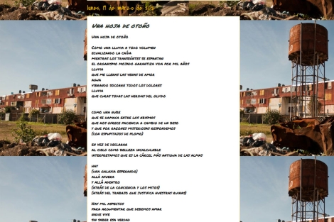 Uno de los poemas de Camilo Blajaquis, publicado en su blog.