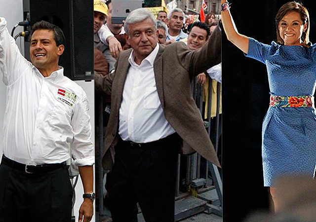 Enrique Pea Nieto, Andrs Manuel Lpez Obrador y Josefina Vzquez Mota.