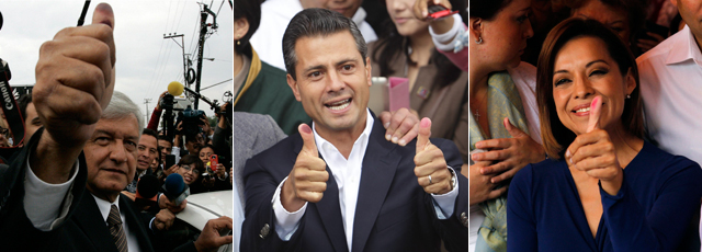 López Obrador, Peña Nieto y Vázquez Mota tras votar. | Agencias