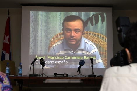 Carromero, en el vdeo proyectado en la rueda de prensa.| Efe/Alejandro Ernesto