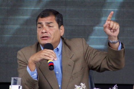 Correa, durante su discurso en Loja. | Reuters