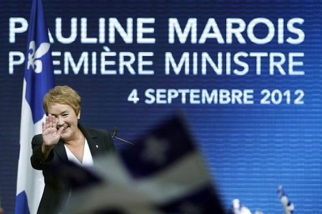 Pauline Marois celebra su victoria en las legislativas de Quebec. | Reuters