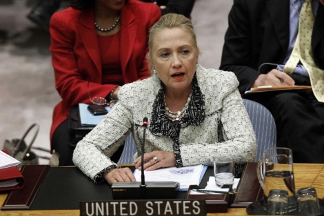Hillary Clinton en su internvencin en Naciones Unidas. | Reuters