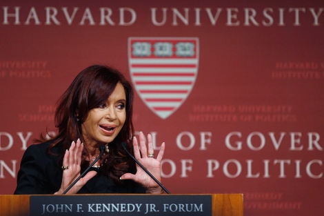 La presidenta argentina durante su intervencin en Harvard.| Reuters/Jessica Rinaldi
