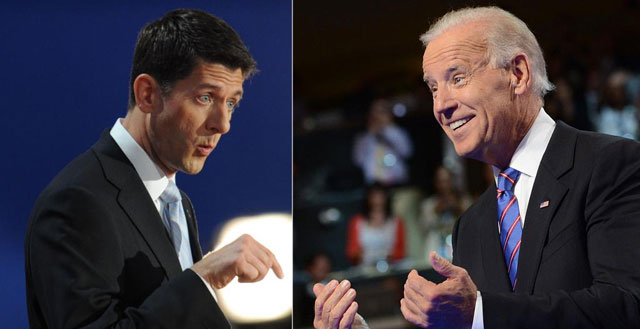 Paul Ryan (i), segundo de Romney, y Joe Biden (d), mano derecha de Obama.| Afp