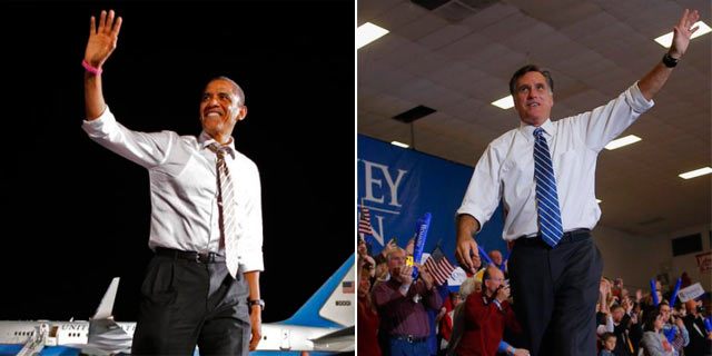 Los candidatos, Obama y Romney, durante su campaa en Ohio. | Reuters