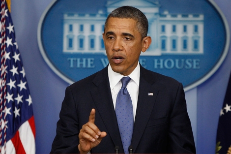 Barack Obama a su salida de la reunin.| Reuters/Jonathan Ernst