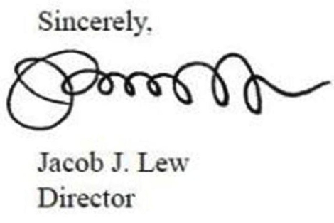 La firma de Jacob Lew.| Efe