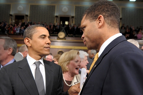 Jesse Jackson Jr. con el presidente Obama.| Afp