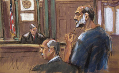 Suleiman Abu Ghaith, en un boceto de la vista. | Reuters