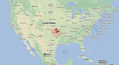 El estado de Oklahoma se encuentra en el centro de Estados Unidos.