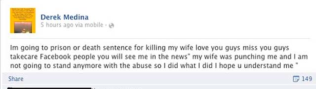 Comentario que colg en Facebook tras matarla. | Facebook