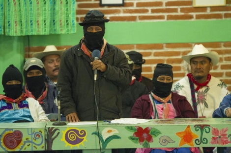 Dirigentes del EZLN, el 17 de agosto, en la Universidad de Chiapas. | Afp