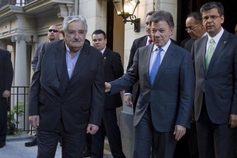 Pepe Mujica y Juan Manuel Santos, en la cumbre de Nueva York. | Efe