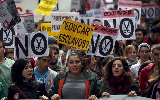 Miles de estudiantes en la protesta de Madrid.