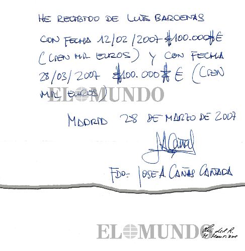 El recib firmado a Brcenas por el gerente del PP de Castilla-La...