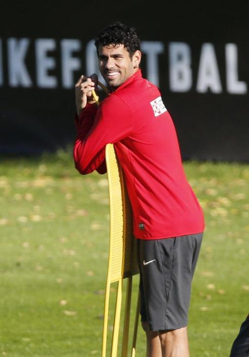 Diego Costa, en un entrenamiento con el Atltico.