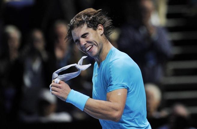 Rafa Nadal celebra su victoria ante Wawrinka, con la que asegura el...