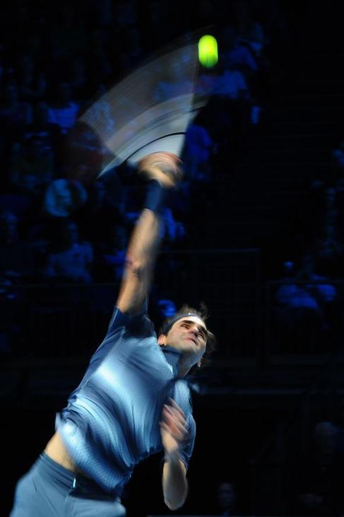Federer, durante su encuentro ante Gasquet.
