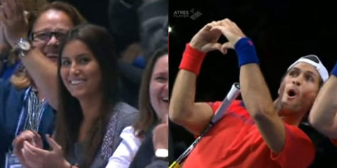 Ana Boyer y Fernando Verdasco, ayer en la semifinal del ATP World Tour...