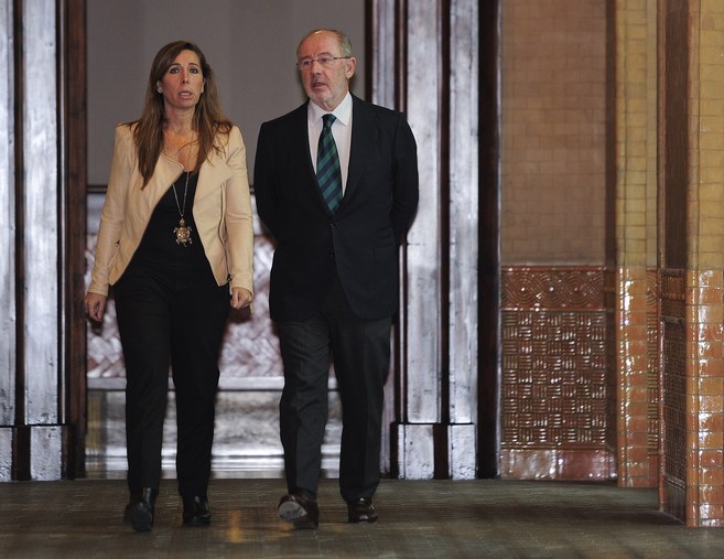 Alicia Snchez-Camacho con Rodrigo Rato a la llegada al Parlament