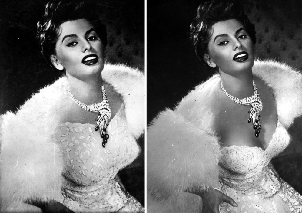 A Sophia Loren le suben el escote