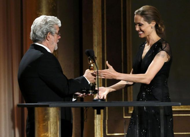 George Lucas y Angelina Jolie