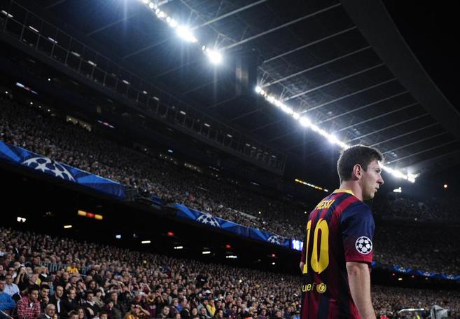 Leo Messi, durante un partido con el Barcelona en Liga de Campeones.