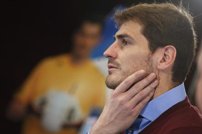 Iker Casillas, durante la rueda de prensa de un acto publicitario.