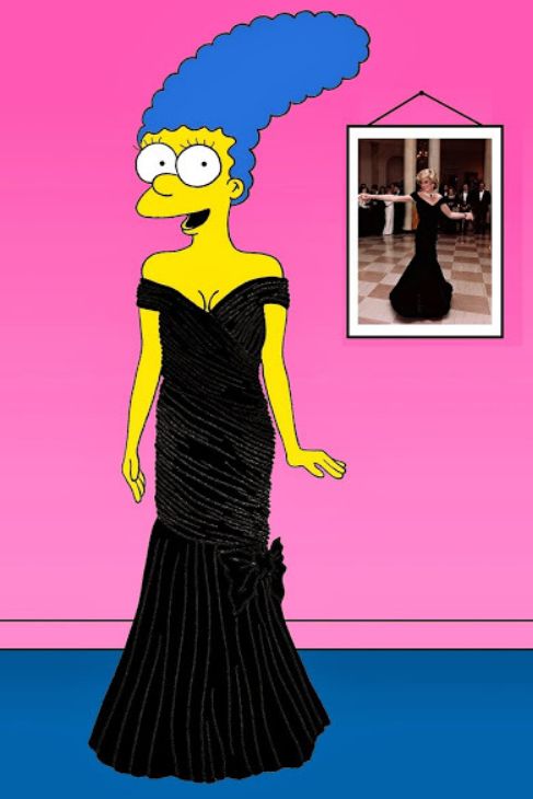 Marge Simpson, con el vestido de Catherine Walker con el que Diana...