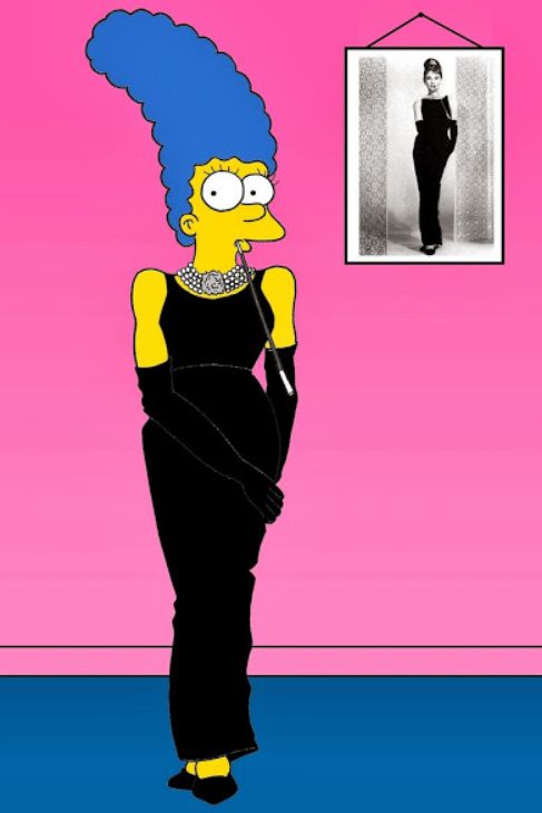 Marge se transforma en Audrey Hepburn en 'Desayuno con diamantes'.