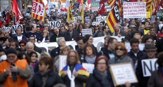 Protesta contra los recortes de Mas y de Rajoy en Barcelona