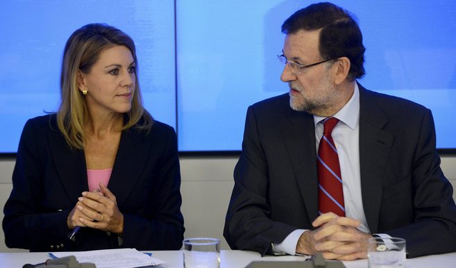 Mara Dolores de Cospedal y Mariano Rajoy, durante el Comit...
